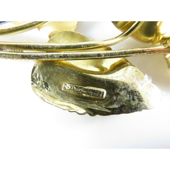 Unsigned Large Sterling Silver Gold Vermeil Pink Stone Floral Brooch - Picture 11 of 11